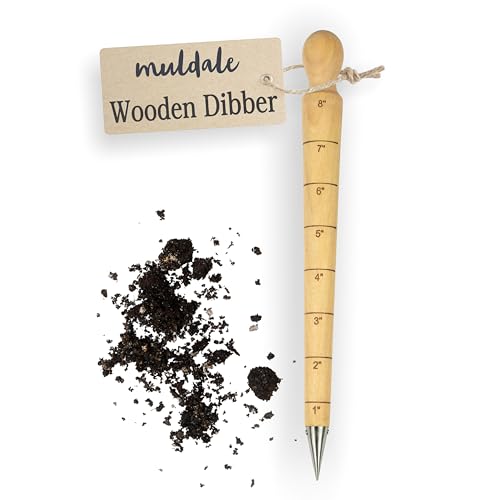 Muldale Garden Dibber Seed Planter Tool with Measurements 8 inches – Wooden Seed Dibber for Planting Tapered Gauge Handheld Bulb Planting Tool for Seedlings