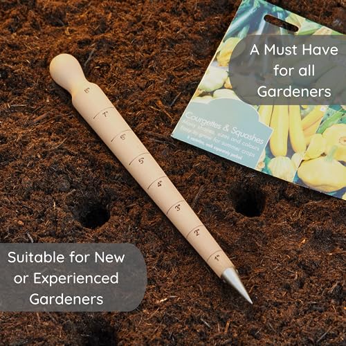 Muldale Garden Dibber Seed Planter Tool with Measurements 8 inches – Wooden Seed Dibber for Planting Tapered Gauge Handheld Bulb Planting Tool for Seedlings