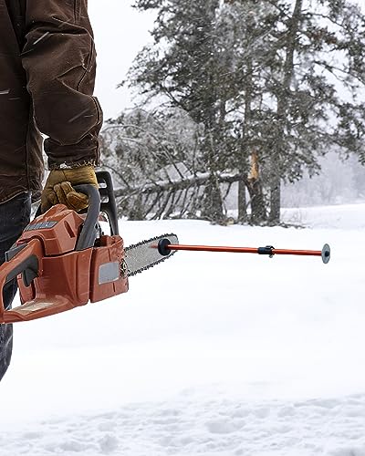 FILKO Strong Magnetic Firewood Measuring Tool, Used for Fast Measure Firewood Length, Firewood Gauge Freely Adjust from 16'' to 29'', One Step Installation, High Vis Orange, Attach to Any Chainsaw