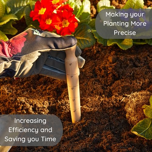 Muldale Garden Dibber Seed Planter Tool with Measurements 8 inches – Wooden Seed Dibber for Planting Tapered Gauge Handheld Bulb Planting Tool for Seedlings