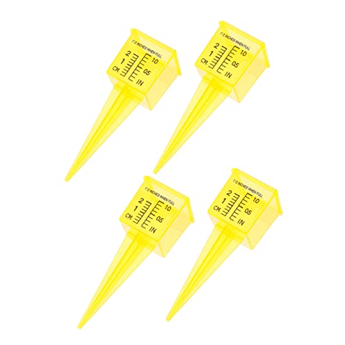 Operitacx 4pcs Rain Gauge Outdoor, Plastic Rain Gauges for Yard with Stake, Easy to Read Water Gauge for Rain Garden Lawn