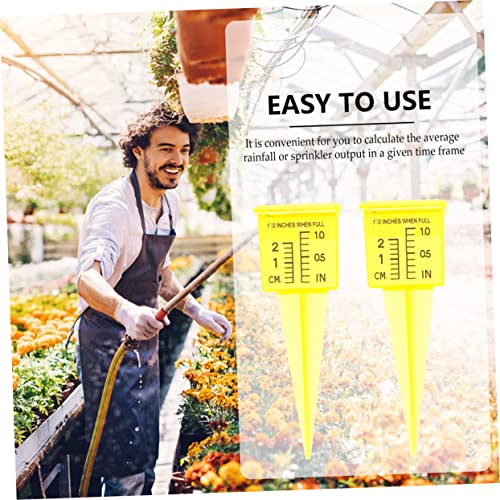 Operitacx 4pcs Rain Gauge Outdoor, Plastic Rain Gauges for Yard with Stake, Easy to Read Water Gauge for Rain Garden Lawn
