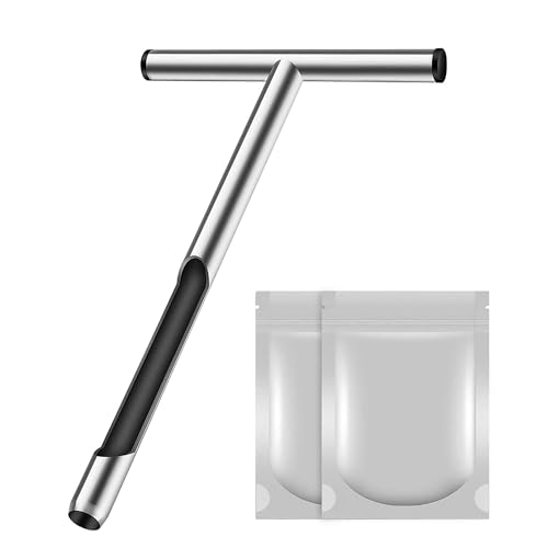 12 Inch Soil Sampler Probe with T Handle,Stainless Steel Soil Probe Rod with Core Sampling Area,Includes Soil Sample Kit,for Soil Sampling Plant Care Lawn Garden Farm