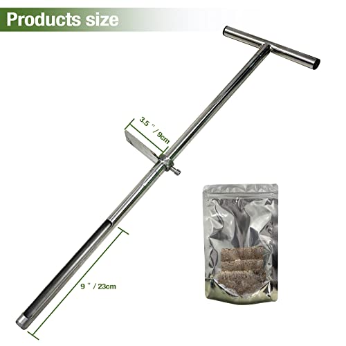 36" Soil Probe, Stainless Steel Soil Sampler Probe with Foot Pedal and Reusable Sample Bags, Soil Test Kits for Lawn Plant Garden Farm Soil Sampling