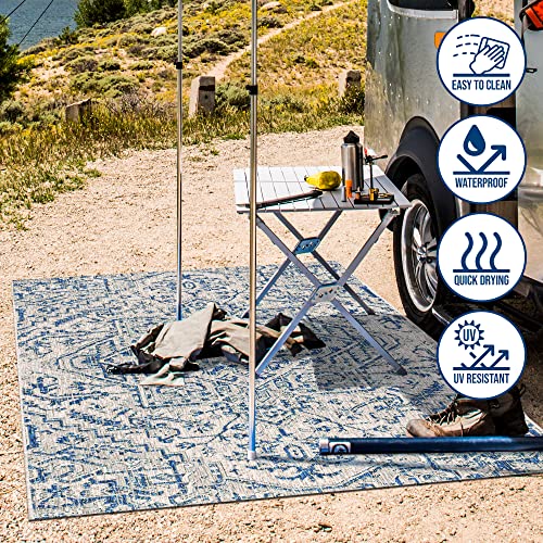 Estrella Bohemian Medallion Navy/Gray Indoor/Outdoor Area Rug