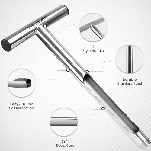 Varomorus Soil Sampler Probe Stainless Steel Tubular T-Style Handle. (12 inch)