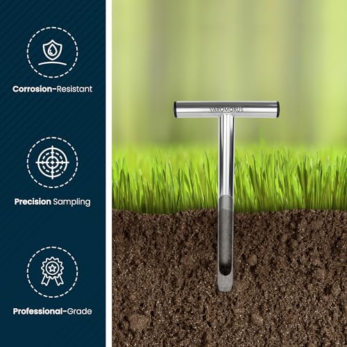 Varomorus Soil Sampler Probe Stainless Steel Tubular T-Style Handle. (12 inch)