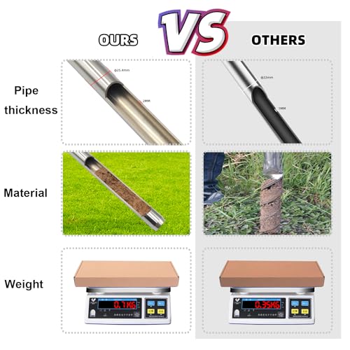 Soil Sample Probe 12 Inch with Reusable Soil Sampler Bags,Stainless Steel T-Style Handle Soil Test Kit,Soil Probe Rod for Soil Sampling Plant Care/Agriculture/Garden/Farm/Golf Course (12”S/T-Style)