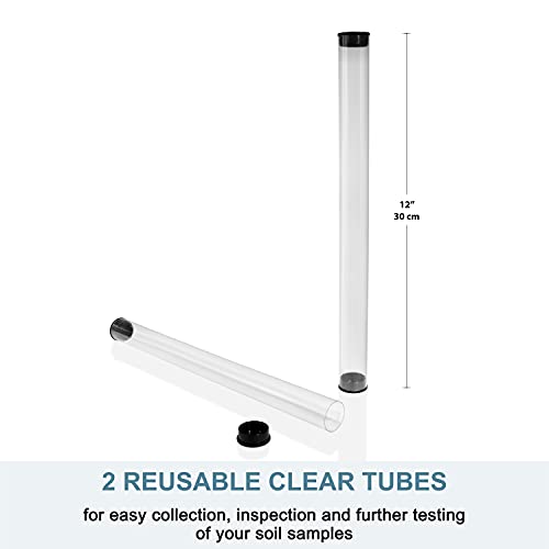 Topnix - Soil Sampler Probe 21" for Garden, Lawn and Golf Courses Care Maintenance - Stainless Steel with T-Style Handle Soil Test Tool - Complete with 2 PVC Clear Tubes for Soil Samples