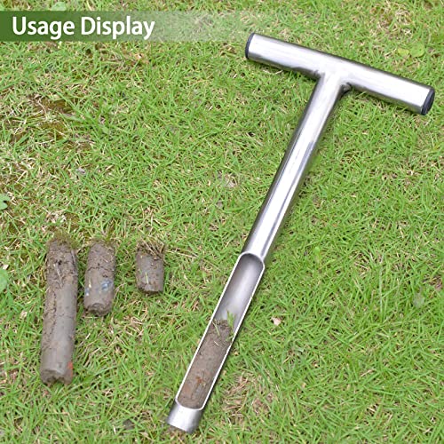 Soil Probe 12 Inch with 2 Bags, Soil Sample Probe for Lawn House Plants, T-Handle Soil Sampler Probe Rod Tool Set, Stainless Steel Soil Test Kits Tool for Soil Sampling