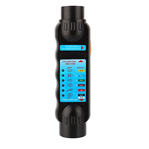 Trailer Tester Tool, 7Pin 12V Car Towing Trailer Plug Socket Connection Tester Diagnostic Tool Black