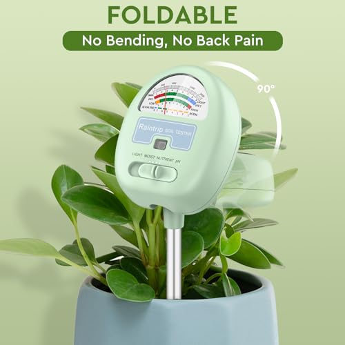 Soil Moisture Meter,4-in-1 Soil Ph Meter, Soil Tester for Moisture, Light,Nutrients, pH,Soil Ph Test Kit, Great for Garden, Lawn, Farm, Indoor & Outdoor Use (No Battery Required)