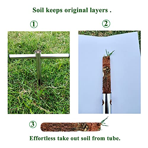 Soil Sample Probe 12 Inch with T Handle, Soil Sampler Tool, Soil Test Kit, Soil Probe for Soil Sampling Plant Care Lawn Garden Farm