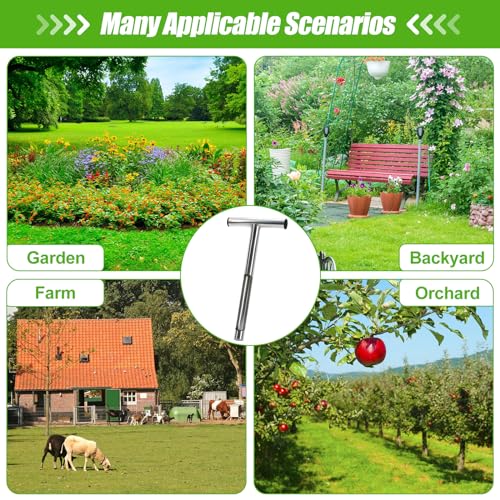 Beeplove 12in Thickened Soil Sample Probe, Sturdy 304 Stainless Steel T-Style Handle Soil Test Kits, Durable Soil Sampling Tools for Garden Farm Lawn Care Maintenance
