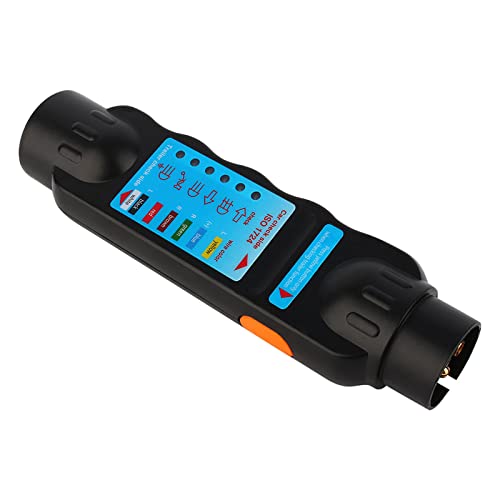 Trailer Tester Tool, 7Pin 12V Car Towing Trailer Plug Socket Connection Tester Diagnostic Tool Black