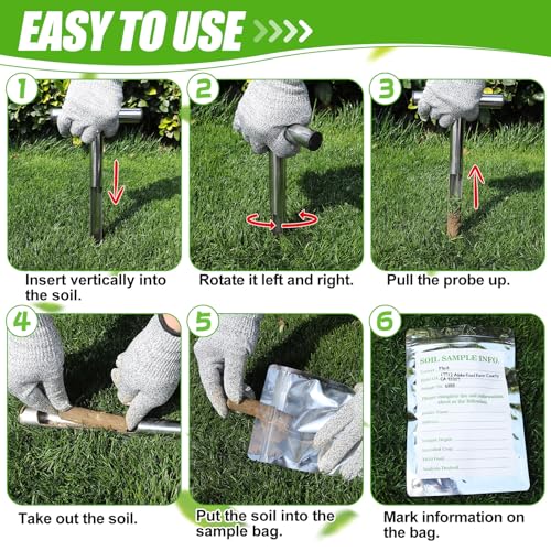 Beeplove 12in Thickened Soil Sample Probe, Sturdy 304 Stainless Steel T-Style Handle Soil Test Kits, Durable Soil Sampling Tools for Garden Farm Lawn Care Maintenance