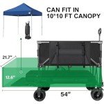UNITON Double Decker Wagon 600lb Capacity & 400L Collapsible Sports Wagon with Big Wheels for Sand - 54" Extended Utility Folding Wagon Cart for Beach & Outdoor Use