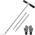 Yosuny Upgrade Solid Stainless Steel Soil Sample Probe and Soil Probe Rod Combined, 17-32-48 Inch Soil Sample Test Tool for Agriculture/Lawn, Ground Probe Locator for Pipes/Gopher Runs/Septic Tank