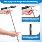 Yosuny Upgrade Solid Stainless Steel Soil Sample Probe and Soil Probe Rod Combined, 17-32-48 Inch Soil Sample Test Tool for Agriculture/Lawn, Ground Probe Locator for Pipes/Gopher Runs/Septic Tank