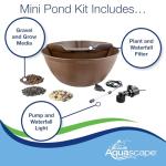 Aquascape 78325 AquaGarden Pond and Waterfall Kit Container Water Garden, Measures 23. 5-inch in Diameter and 9 7/8-inch Tall, Brown