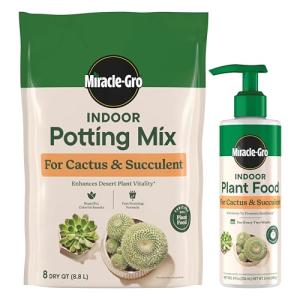 Miracle-Gro Cactus, Palm & Citrus Potting Mix and Plant Food - Bundle of Soil (8 qt.) and Liquid Plant Food (8 oz.) for Growing and Fertilizing Indoor Succulents