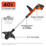 Black+Decker 40V MAX String Trimmer and Edger Kit, Cordless, 13 inch, 2-in-1, Battery and Charger Included (LST140C)