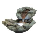 Alpine Corporation 20" Long Indoor/Outdoor River Rock Waterfall Tabletop Fountain with LED Lights