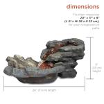 Alpine Corporation 20" Long Indoor/Outdoor River Rock Waterfall Tabletop Fountain with LED Lights