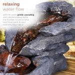 Alpine Corporation 20" Long Indoor/Outdoor River Rock Waterfall Tabletop Fountain with LED Lights