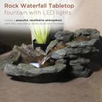 Alpine Corporation 20" Long Indoor/Outdoor River Rock Waterfall Tabletop Fountain with LED Lights