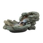 Alpine Corporation 20" Long Indoor/Outdoor River Rock Waterfall Tabletop Fountain with LED Lights