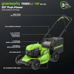 Greenworks 2 x 24V 20" Brushless Cordless (Push) Lawn Mower + Blower (320 CFM) + 12" String Trimmer, (2) 5.0Ah Batteries and Charger Included (125+ Compatible Tools)