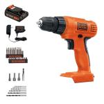 BLACK+DECKER 20V MAX* POWERECONNECT Cordless Drill/Driver + 30 pc. Kit (LD120VA), Orange