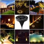 Solar Powered Ground Lights 8 Pack,IP68 Waterproof Outdoor LED Disk Lights for Garden,Non-Slip Landscape Path Lighting for Patio Lawn Yard,Pathway Wear-Resistant Deck Lights Walkway Decor(Warm White)