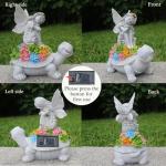 Garden Statues Outdoor Decorations Solar Turtle Angels Decor with Succulents LED Lights Garden Ornaments Figurines for Patio Yard Lawn Gifts for Women Grandma