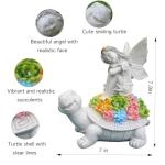 Garden Statues Outdoor Decorations Solar Turtle Angels Decor with Succulents LED Lights Garden Ornaments Figurines for Patio Yard Lawn Gifts for Women Grandma