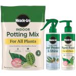 Miracle-Gro Indoor Potting Mix, Indoor Plant Food & Leaf Shine - Bundle of Potting Soil (6 qt.), Liquid Plant Food (8 oz.) & Leaf Shine (8 oz.) for Growing, Fertilizing & Cleaning Houseplants