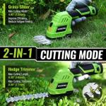 WORKPRO 12V Cordless Grass Shear & Shrubbery Trimmer - 2 in 1 Handheld Hedge Trimmer, Electric Grass Trimmer Hedge Shears/Grass Cutter with 2.0Ah Rechargeable Lithium-Ion Battery &1 Hour Fast Charger
