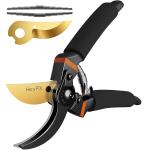 HeyPX Bypass Pruning Shears 8.5" Garden Clippers, Professional Premium Hand Pruners, Multipurpose Gardening Supplies - Super Sharp Garden Scissors Heavy Duty Tool (Including an Extra Blade and Spring)