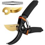 HeyPX Bypass Pruning Shears 8.5" Garden Clippers, Professional Premium Hand Pruners, Multipurpose Gardening Supplies - Super Sharp Garden Scissors Heavy Duty Tool (Including an Extra Blade and Spring)