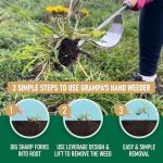 Grampa's Hand Weeder Tool - The Perfect Lightweight Easy to Use Weed Puller Tool for Garden - Durable Unique Lever Design with V-Shaped Forks Allows for Easy Removal of Weeds & Their Roots.