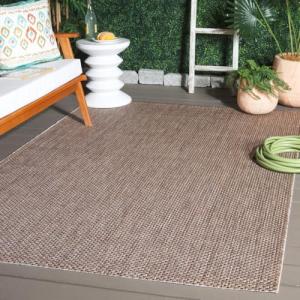 SAFAVIEH Courtyard Collection Rug - Natural/Black, 5'3" x 7'7