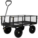 BILT HARD 400 lbs 10" Flat Free Tires Steel Garden Cart with 180° Rotating Handle and Removable Sides, 4 Cu.Ft Capacity Utility Heavy Duty Garden Carts and Wagons