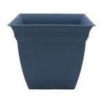 The HC Companies 12 Inch Eclipse Square Planter with Saucer - Indoor Outdoor Plant Pot for Flowers, Vegetables, and Herbs, Slate Blue