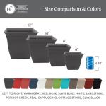 The HC Companies 12 Inch Eclipse Square Planter with Saucer - Indoor Outdoor Plant Pot for Flowers, Vegetables, and Herbs, Slate Blue
