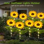 Ahaorigin 4 Pack Solar Garden Lights, Sunflower Outdoor Solar Lights for Outside with Lifelike Bigger Sunflower & Bright 64 LED, Waterproof Solar Powered Outdoor Lights for Yard Pathway Garden Decor