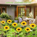 Ahaorigin 4 Pack Solar Garden Lights, Sunflower Outdoor Solar Lights for Outside with Lifelike Bigger Sunflower & Bright 64 LED, Waterproof Solar Powered Outdoor Lights for Yard Pathway Garden Decor