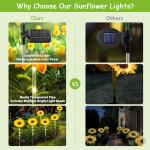 Ahaorigin 4 Pack Solar Garden Lights, Sunflower Outdoor Solar Lights for Outside with Lifelike Bigger Sunflower & Bright 64 LED, Waterproof Solar Powered Outdoor Lights for Yard Pathway Garden Decor