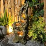 SERBILHOME Outdoor Water Fountain 39.93 Inch Large Outdoor Water Fountain Garden Cascading Waterfalls Fountain Floor Standing Water Fountains Outdoor Water Fountain with Lights for Patio Deck Yard