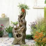 SERBILHOME Outdoor Water Fountain 39.93 Inch Large Outdoor Water Fountain Garden Cascading Waterfalls Fountain Floor Standing Water Fountains Outdoor Water Fountain with Lights for Patio Deck Yard